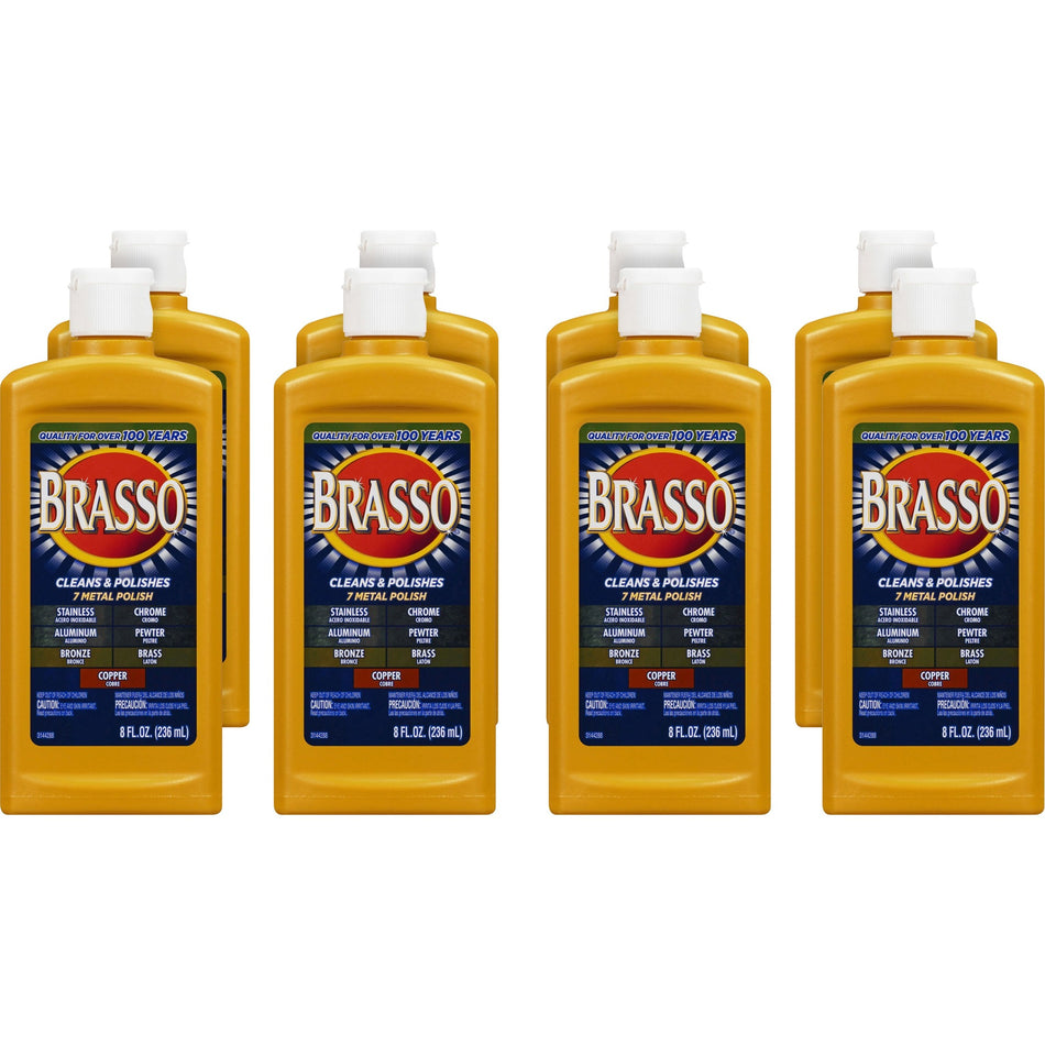 Brasso Metal Polish - 8 fl oz (0.3 quart) - Tan Bottle - 8 / Carton