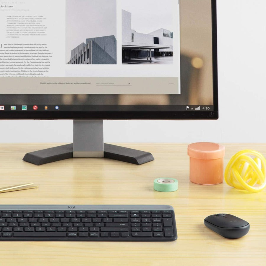 Logitech MK470 Slim Combo: Graphite Keyboard & Mouse - Wireless RF - 1000 dpi - Keyboards Mice