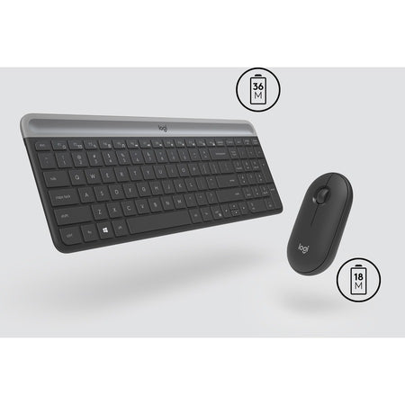 Logitech MK470 Slim Combo: Graphite Keyboard & Mouse - Wireless RF - 1000 dpi - Keyboards Mice