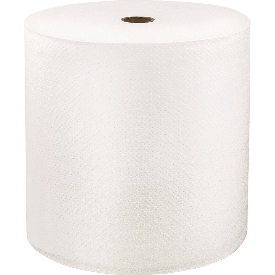 LoCor Hardwound Roll Towels - 1 Ply - 7" Width x 1000 ft Length - Fully embossed - Bright White - Fiber - 6 / Carton