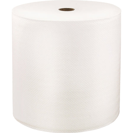 LoCor Hardwound Roll Towels - 1 Ply - 8" Width x 1000 ft Length - Fully embossed - Bright White - Fiber - 6 / Carton