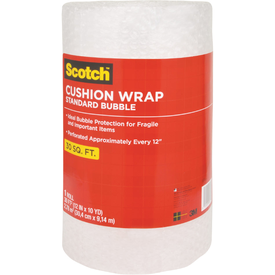 Scotch Perforated Cushion Wrap - 12" Width x 30 ft Length - Perforated, Lightweight, Recyclable, Non-scratching, Easy Tear - Polyethylene, Nylon - Clear - 1 Roll
