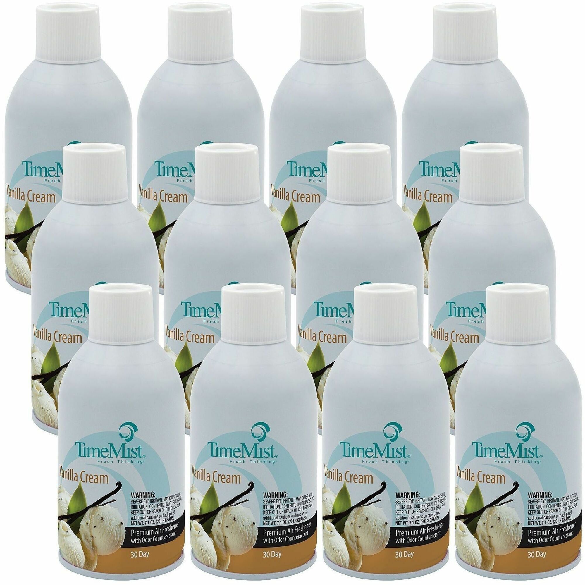 TimeMist Metered 30-Day Vanilla Cream Scent Refill - Spray - 6000 ftÔøΩ - 5.3 fl oz (0.2 quart) - Vanilla Cream - 30 Day - Long Lasting, Odor Neutralizer - 12 / Carton