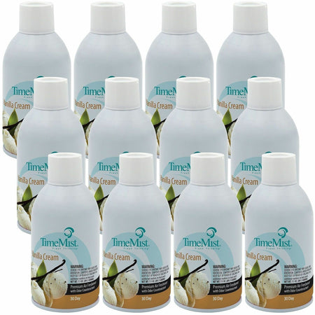TimeMist Metered 30-Day Vanilla Cream Scent Refill - Spray - 6000 ftÔøΩ - 5.3 fl oz (0.2 quart) - Vanilla Cream - 30 Day - Long Lasting, Odor Neutralizer - 12 / Carton