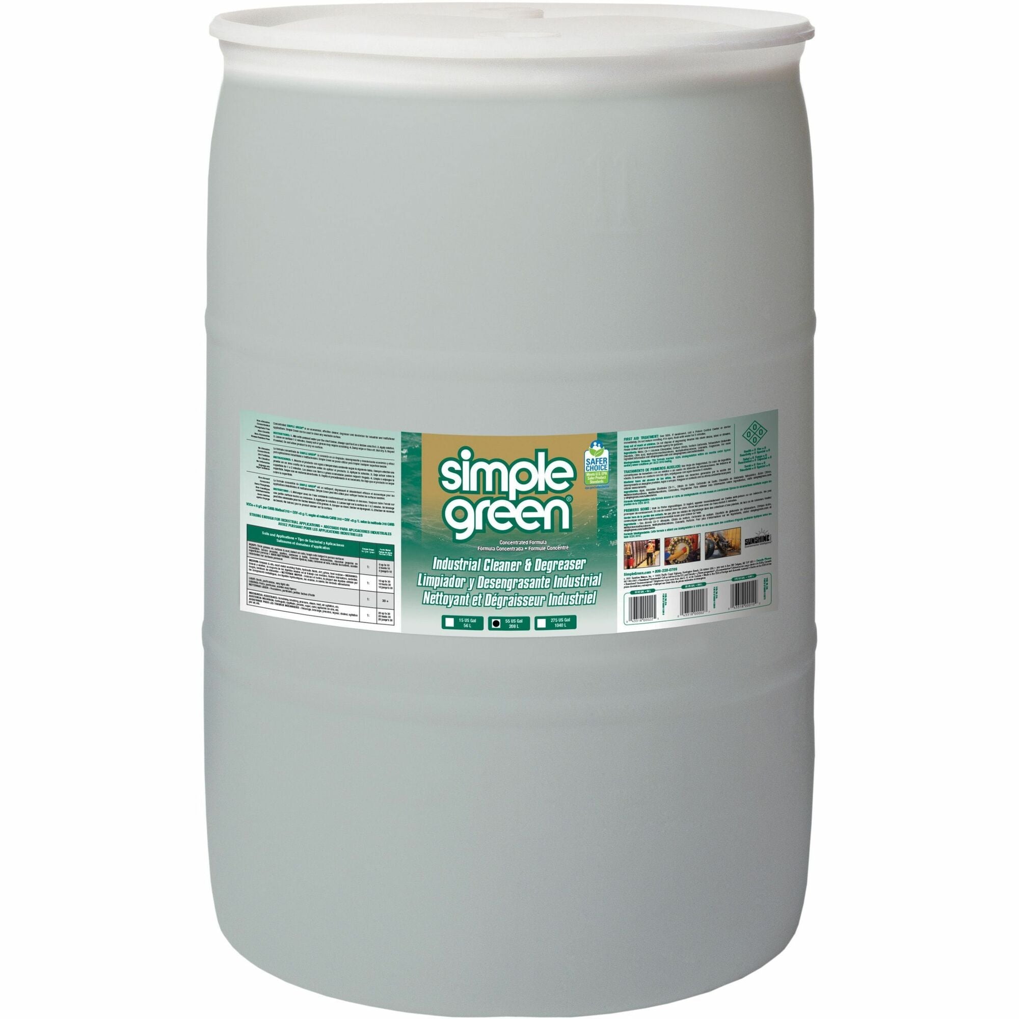 Simple Green Industrial Cleaner & Degreaser - For Industry, Kitchen, Food Processing Equipment, Cosmetics, Medical, Pharmaceutical - Concentrate - Liquid - 7040 fl oz (220 quart) - Original Scent - Non-flammable, Non-abrasive - Green - 1 Each