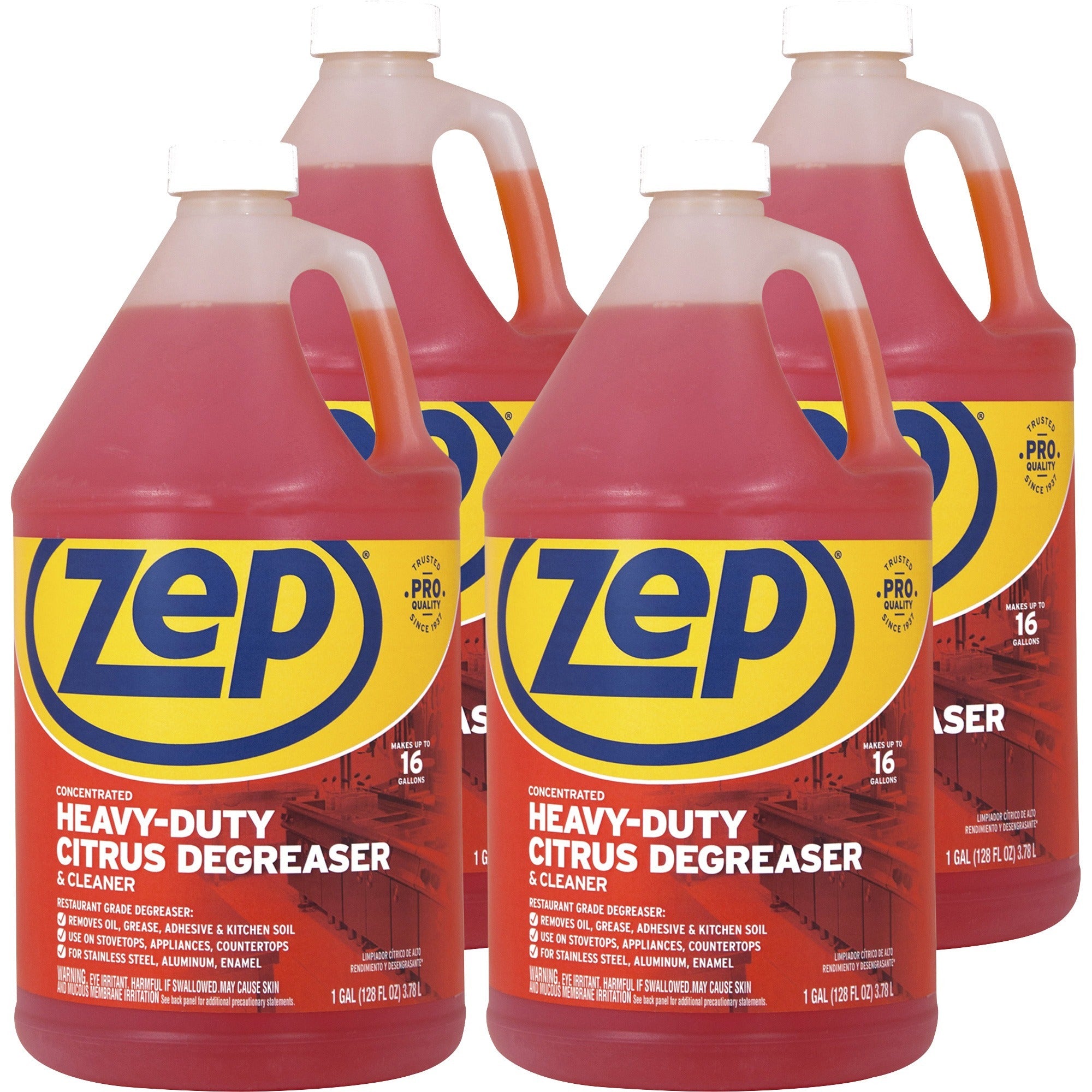 Zep Heavy-Duty Citrus Degreaser - Concentrate - 128 fl oz (4 quart) - Heavy Duty - Orange - 4 / Carton