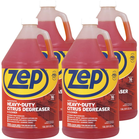 Zep Heavy-Duty Citrus Degreaser - Concentrate - 128 fl oz (4 quart) - Heavy Duty - Orange - 4 / Carton
