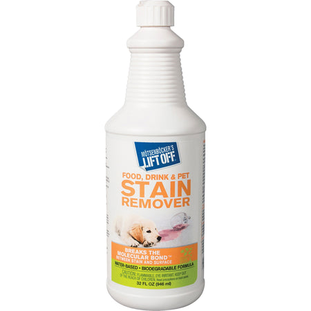 MÔøΩtsenbÔøΩcker's Lift Off Food/Drink/Pet Stain Remover - 32 fl oz (1 quart) - Environmentally Friendly - White Bottle - 1 Each