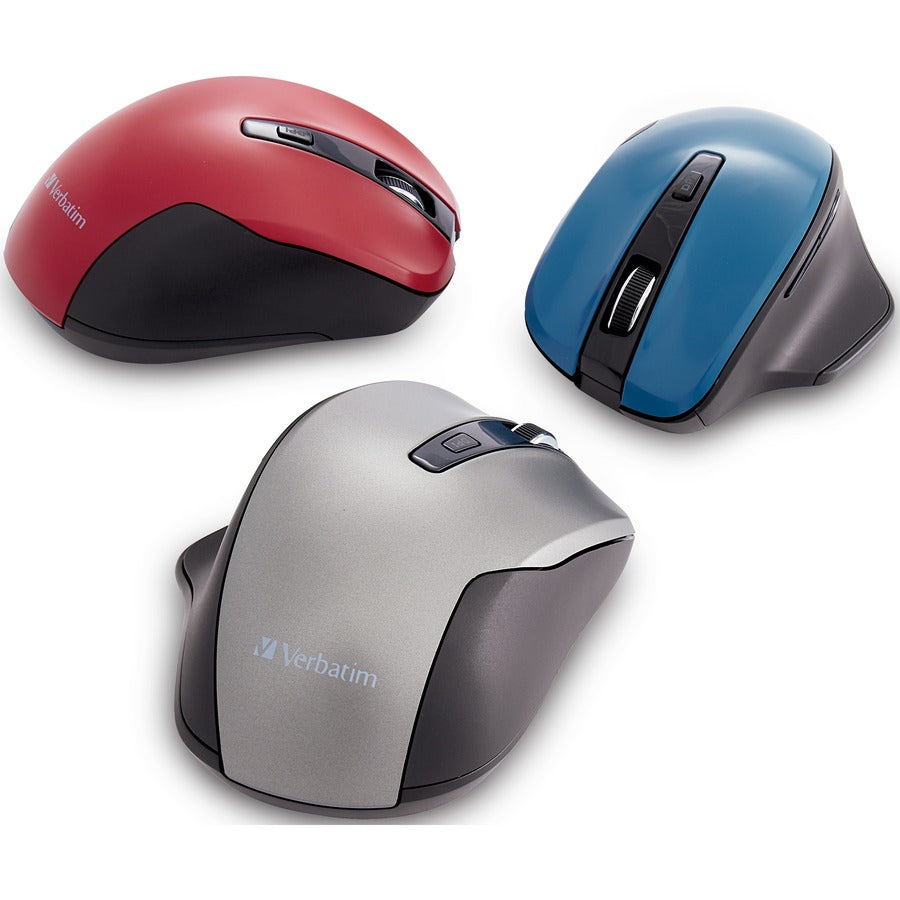 Verbatim Mouse - Blue LED/Optical - Wireless - Radio Frequency - 2.40 GHz - Graphite - USB - 1600 dpi - 6 Button(s) - 1 Each