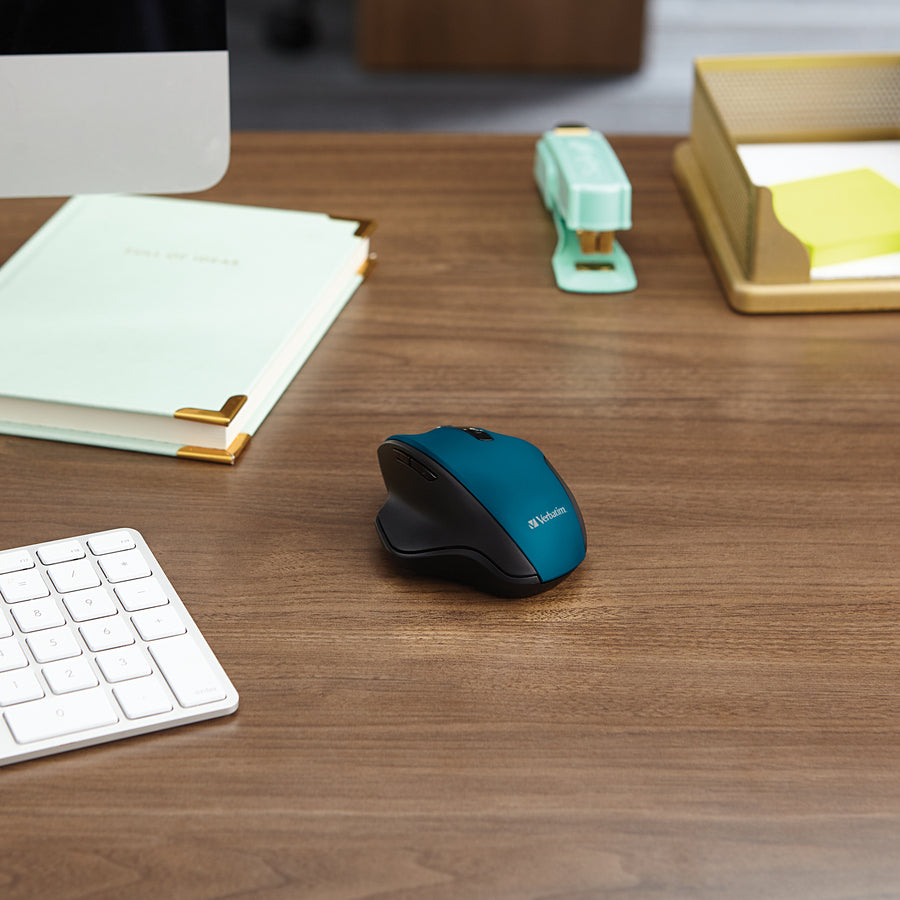 Verbatim Mouse - Blue LED/Optical - Wireless - Radio Frequency - 2.40 GHz - Dark Teal - USB - 1600 dpi - 6 Button(s) - 1 Each