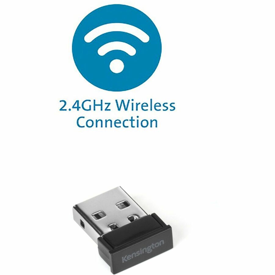 Kensington Pro Fit Ergo Wireless Keyboard-Black - Wireless Connectivity - Bluetooth/RF - 4 - 2.40 GHz - USB Interface - ChromeOS, macOS, Windows - Black