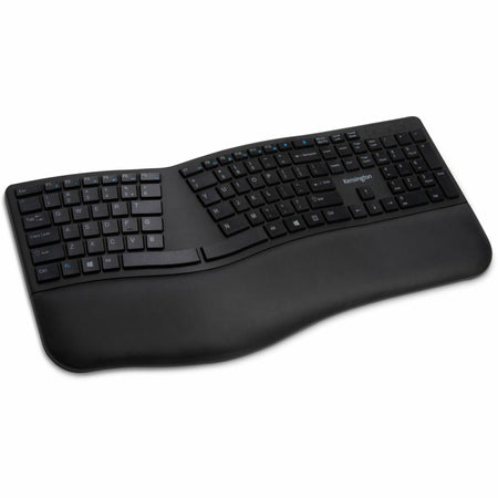 Kensington Pro Fit Ergo Wireless Keyboard-Black - Wireless Connectivity - Bluetooth/RF - 4 - 2.40 GHz - USB Interface - ChromeOS, macOS, Windows - Black