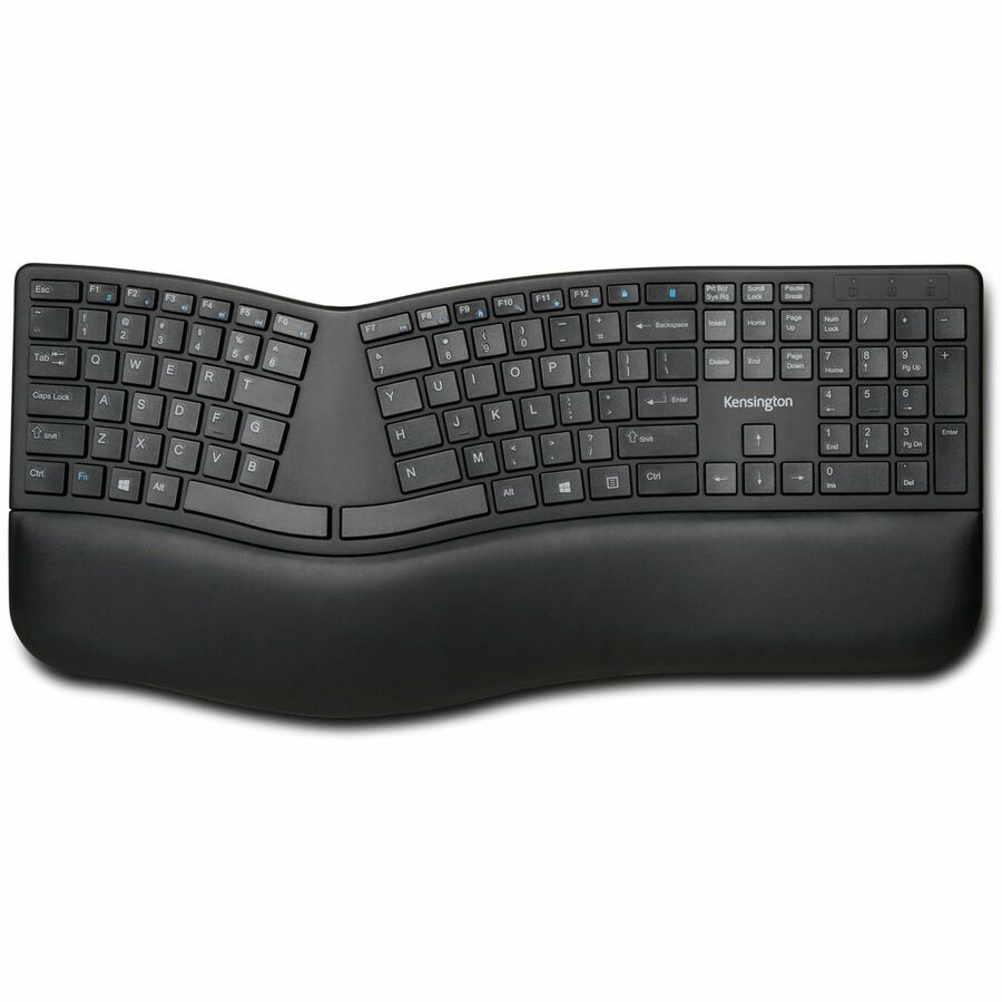 Kensington Pro Fit Ergo Wireless Keyboard-Black - Wireless Connectivity - Bluetooth/RF - 4 - 2.40 GHz - USB Interface - ChromeOS, macOS, Windows - Black