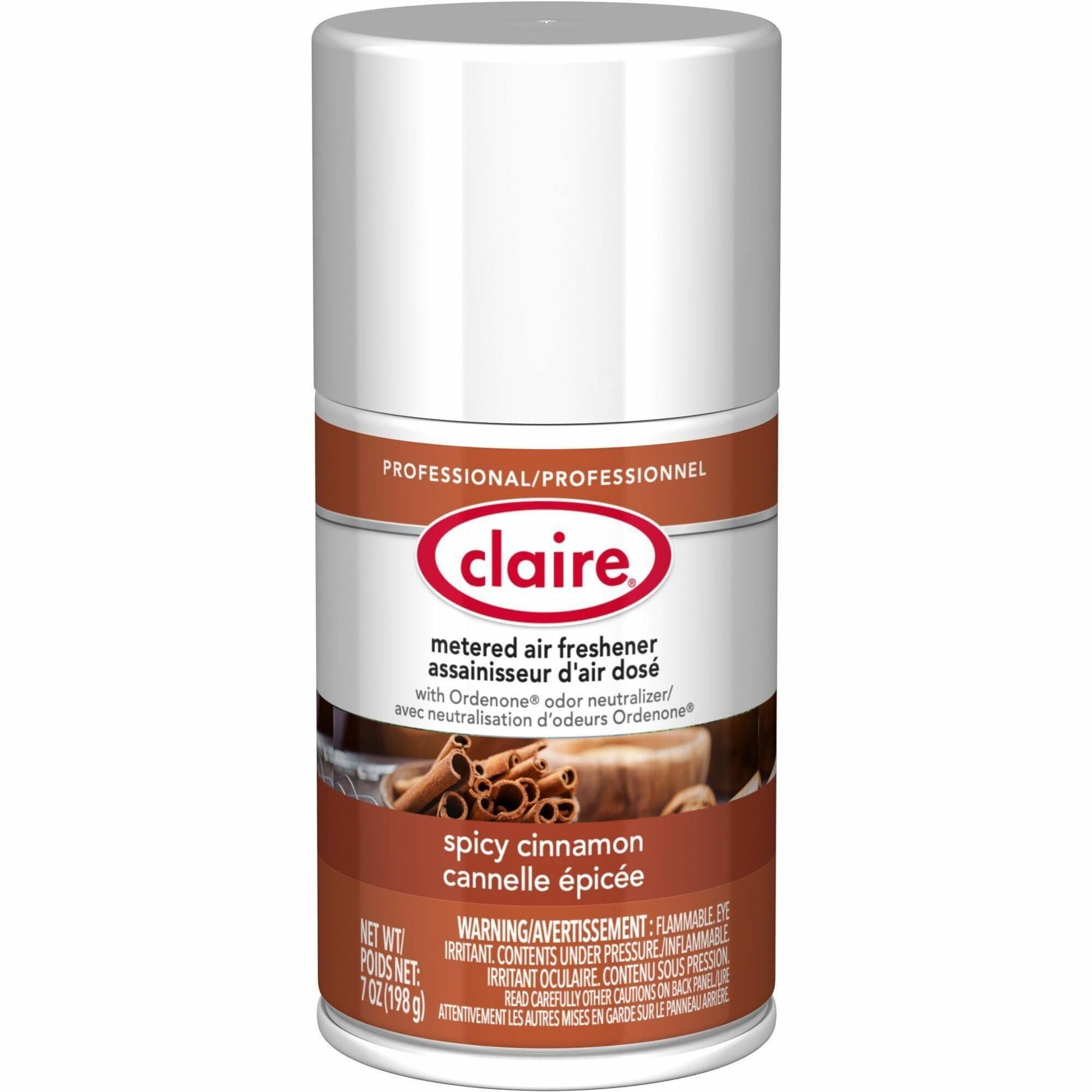 Claire Spicy Cinnamon Metered Air Freshener - Aerosol - 330 Sq. ft. - 10 fl oz (0.3 quart) - Spicy Cinnamon - 30 Day - 1 Each