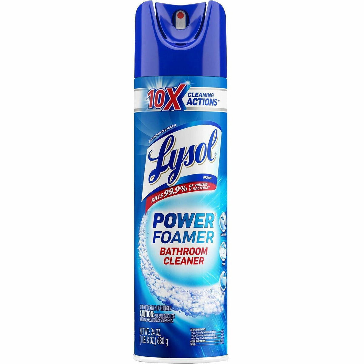 Lysol Power Foam Bathroom Cleaner - 24 fl oz (0.8 quart) - White Clear - 1 Each