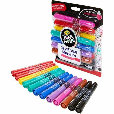 Crayola Dry Erase Markers - Chisel Marker Point - Erasable - Assorted Ink - 12 / Pack