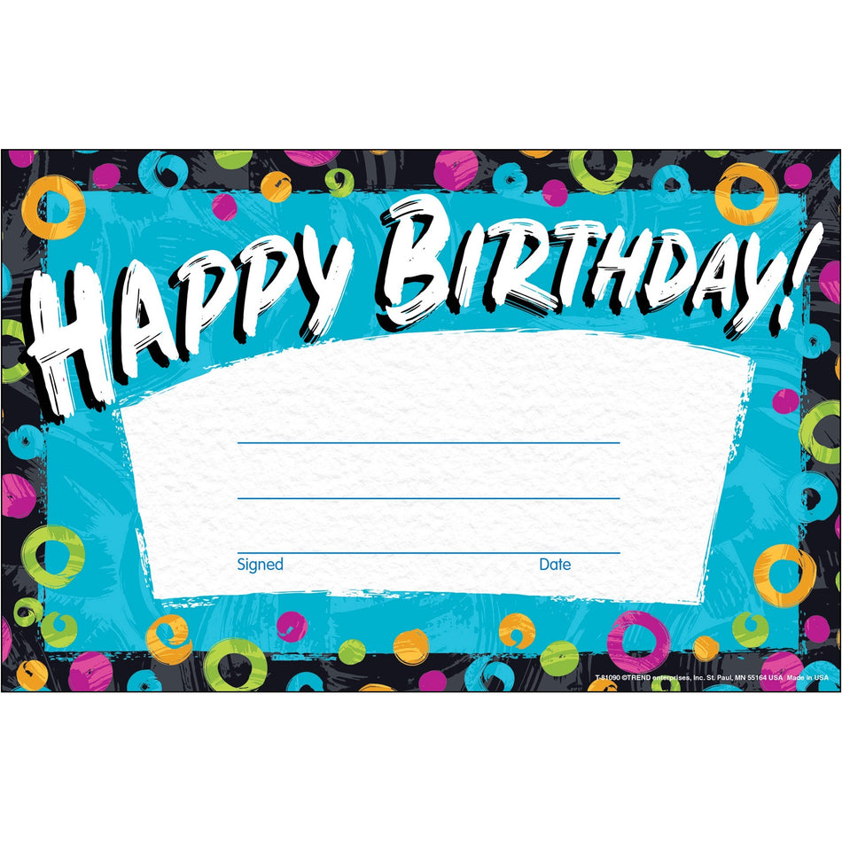 Trend Harmony Birthday Recognition Awards - "Happy Birthday" - 8.5" Width - Multicolor - 30 / Pack