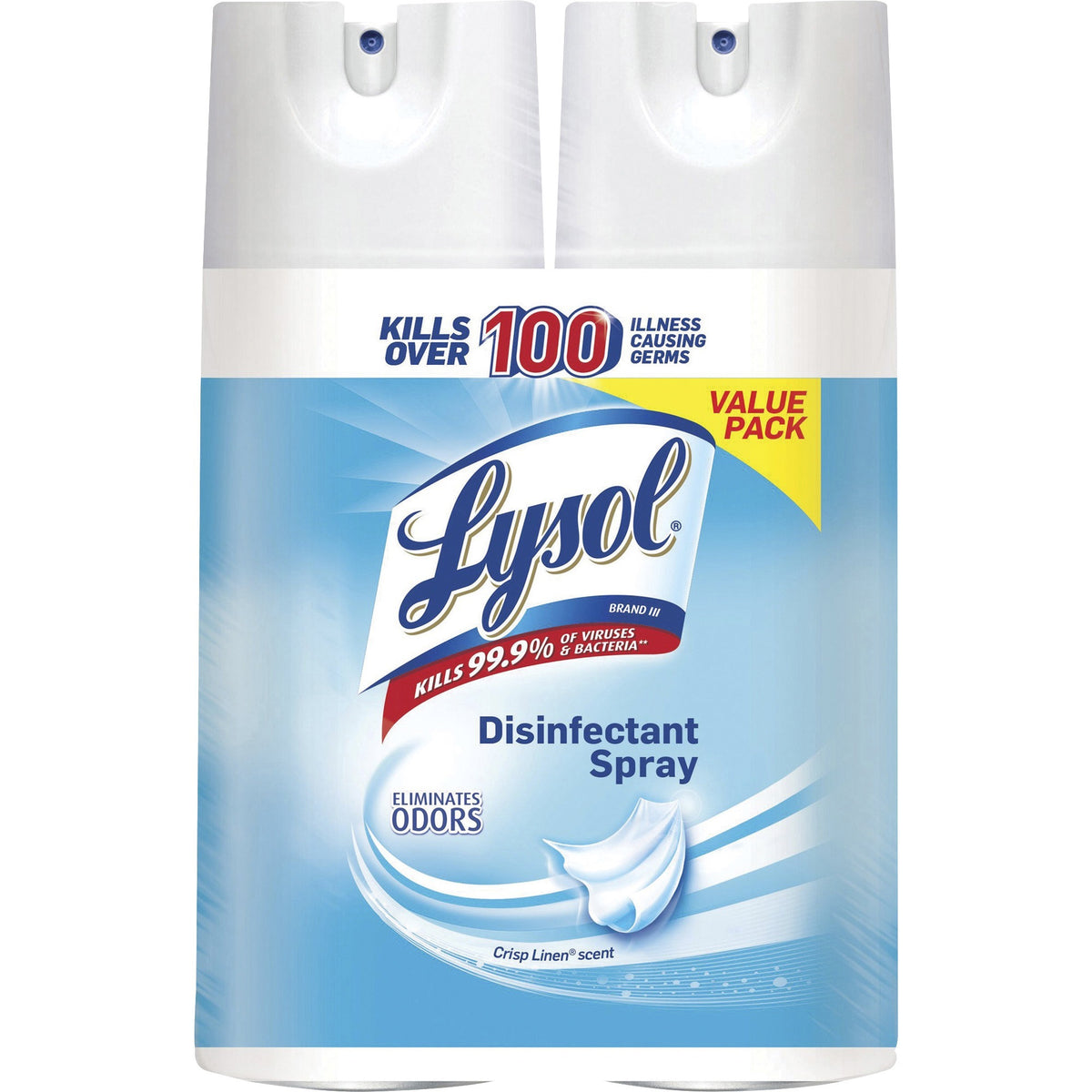 Lysol Crisp Linen Disinfectant Spray - 12.5 fl oz (0.4 quart) - Crisp Linen Scent - Easy to Use - Clear - 2 / Pack