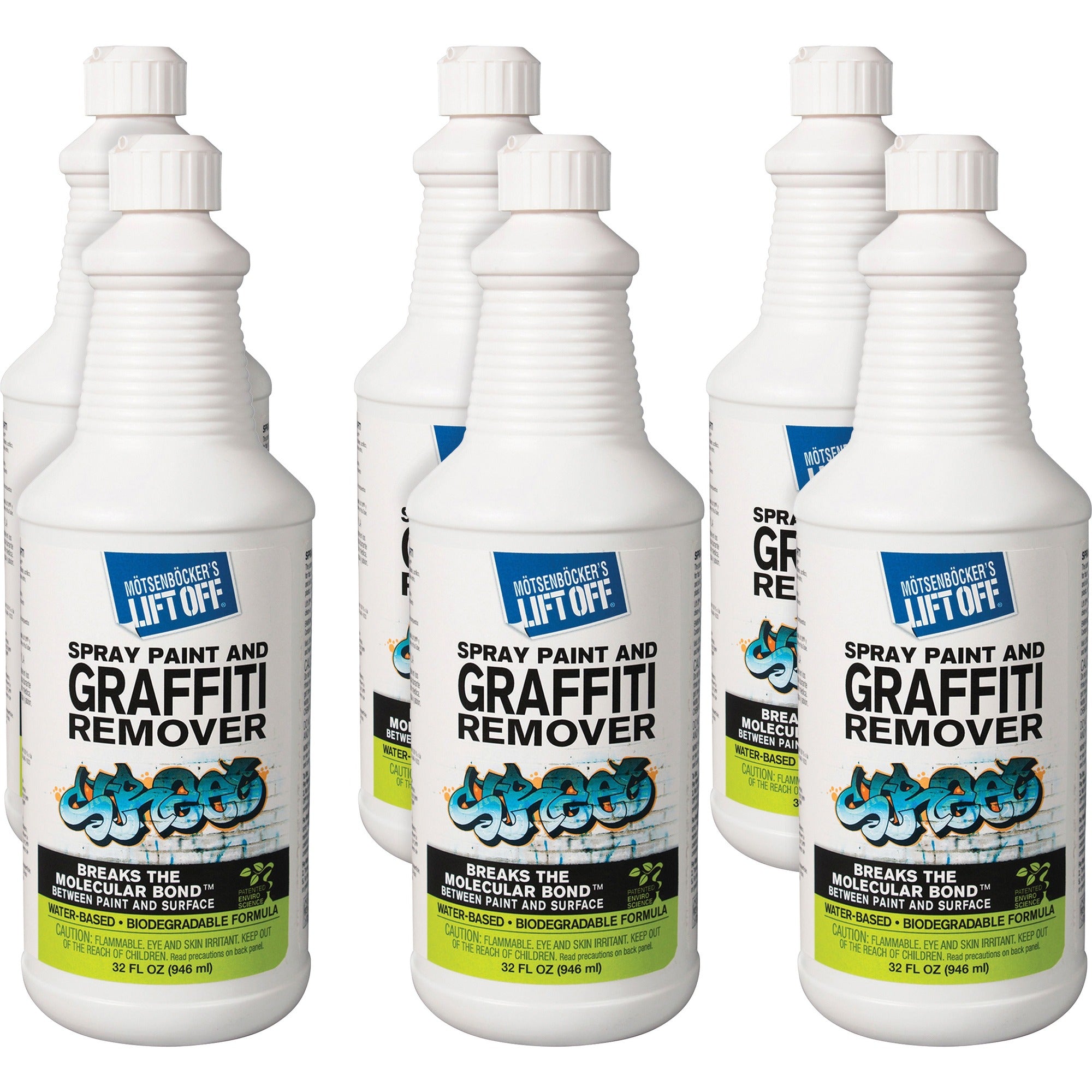 MÔøΩtsenbÔøΩcker's Lift Off Spray Paint/Graffiti Remover - 32 fl oz (1 quart) - Environmentally Friendly, Water Based - White - 6 / Carton