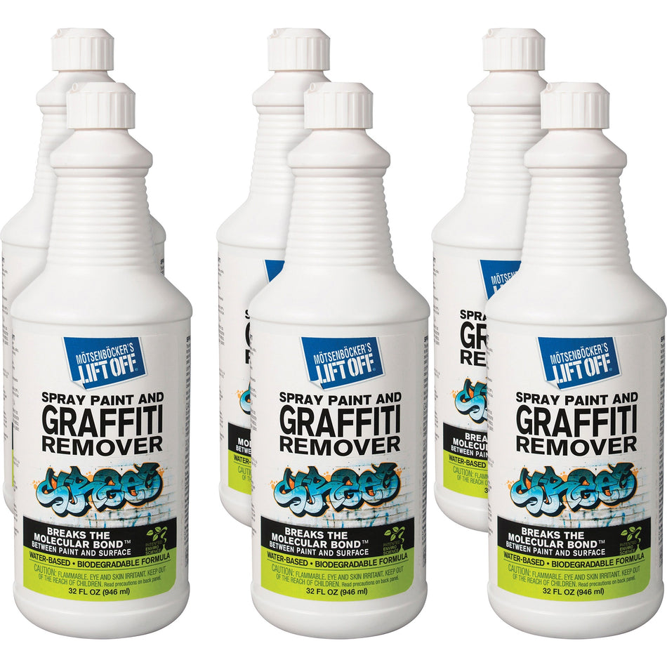 MÔøΩtsenbÔøΩcker's Lift Off Spray Paint/Graffiti Remover - 32 fl oz (1 quart) - Environmentally Friendly, Water Based - White - 6 / Carton
