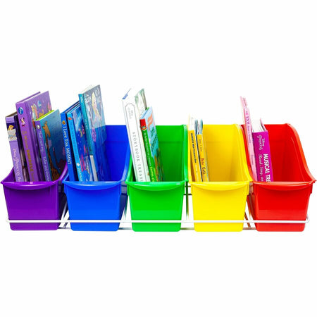 Storex Large Book Bins Metal Shelf Rack - Organize Books Efficiently - Classroom Organizers