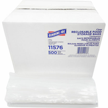 Genuine Joe Food Storage Bags: 1 Quart Capacity Zipper Closure - 500/Box