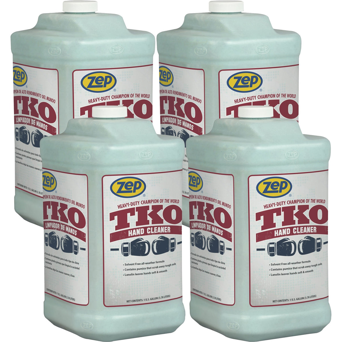 Zep TKO Hand Cleaner - Lemon Lime Scent - 1 gal - Dirt Remover, Grime Remover, Grease Remover - Hand - Blue, Opaque - Solvent-free, Heavy Duty, Non-flammable - 4 / Carton
