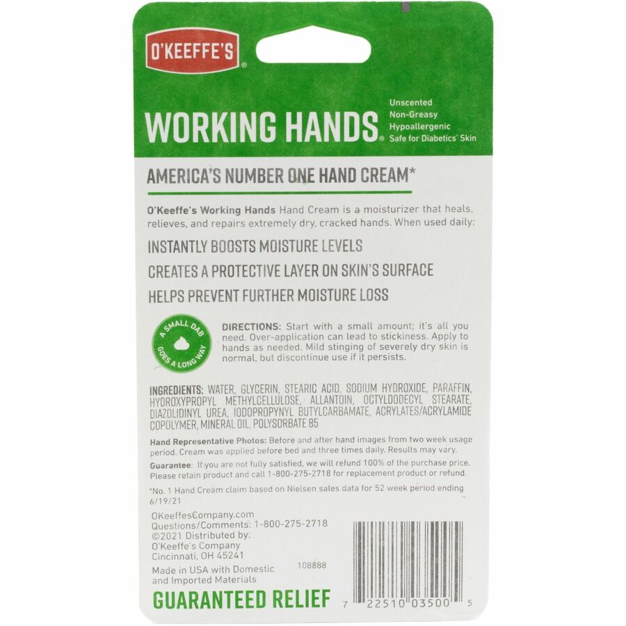 O’Keeffe’s Working Hands Hand Cream: Moisturizing Cream for Dry Cracked Skin - Skin/Body Lotions