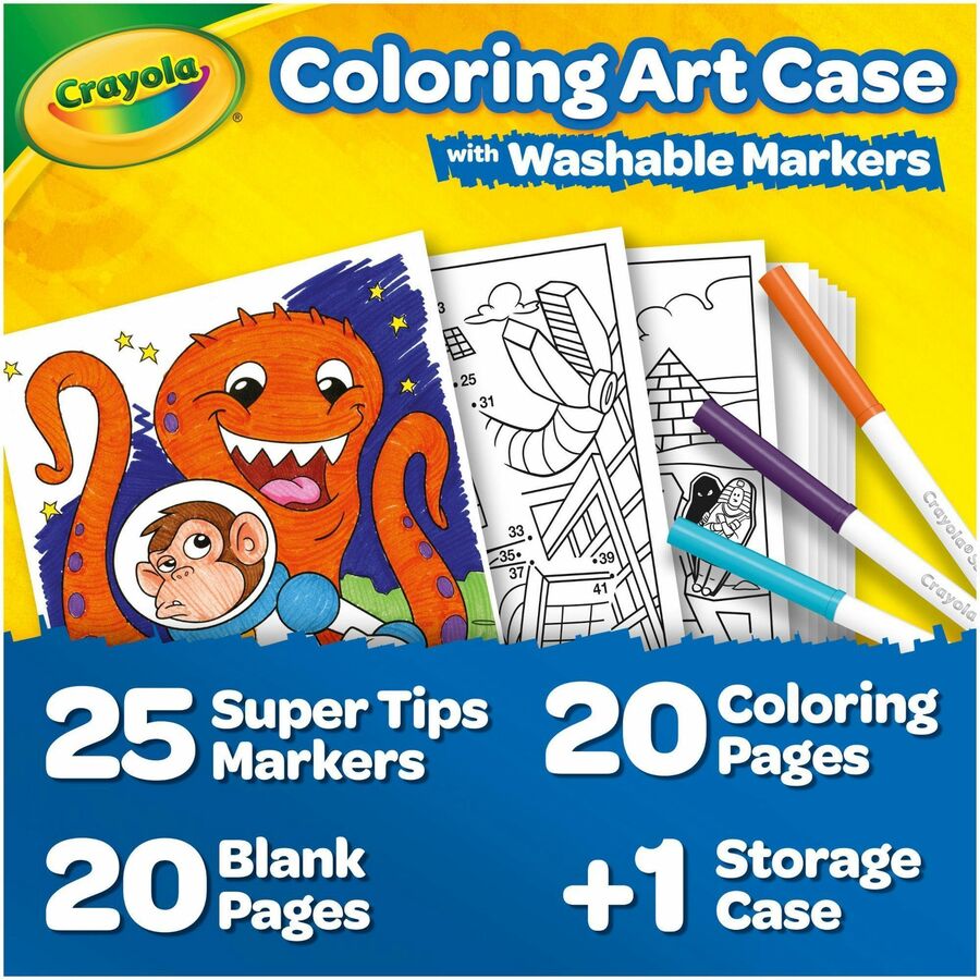 Crayola Super Tips Art Kit - Classroom, Home, Art - Recommended For 4 Year - 65 Piece(s) - 1.25" Height x 9.25" Width x 11.30" Length - Assorted - 1 Kit