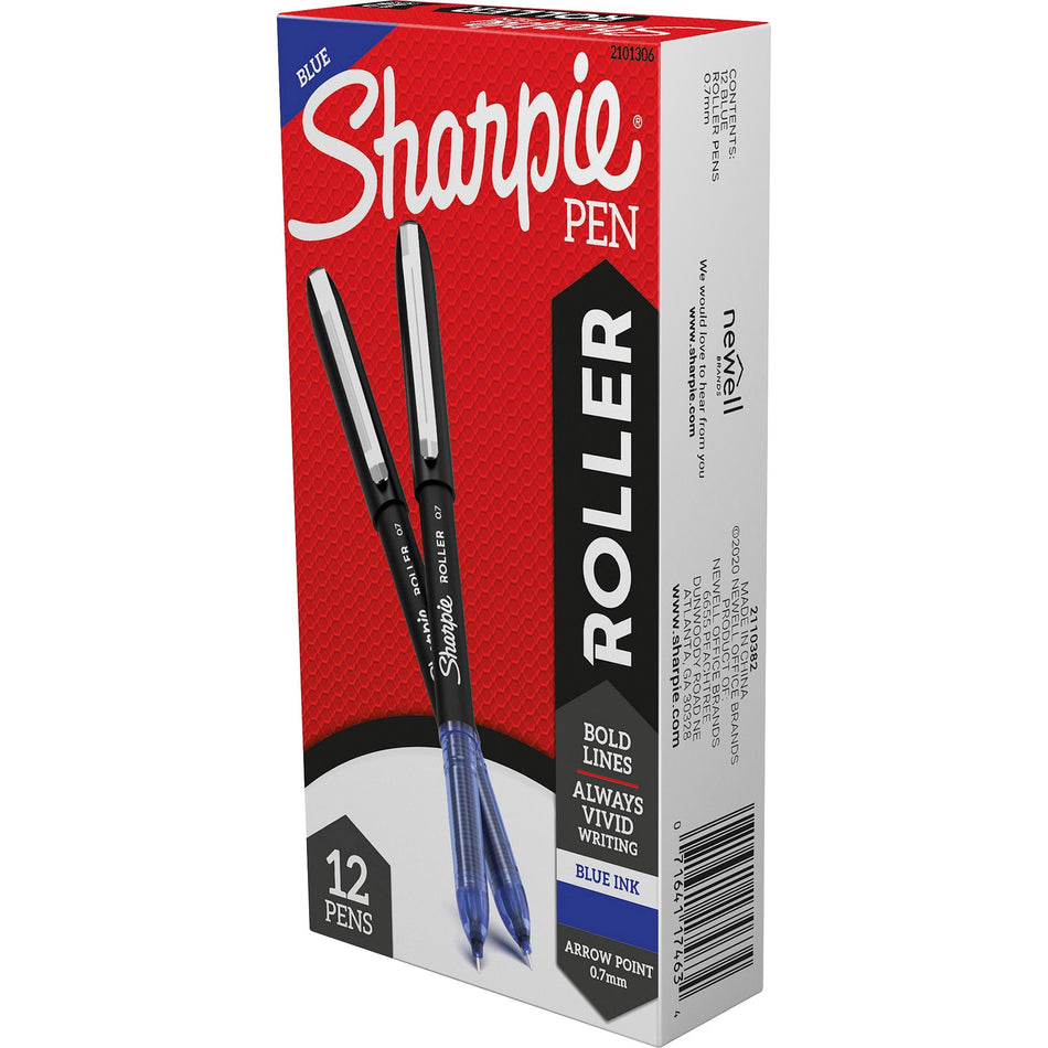 Sharpie Rollerball Pens - 0.7 mm Arrow Pen Point - Blue Ink - 1 Dozen