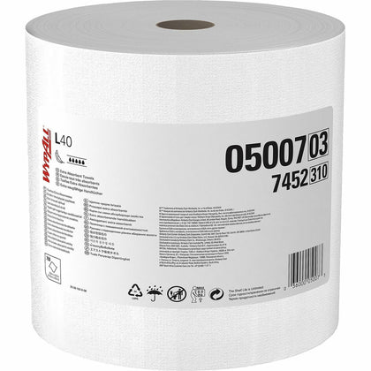 Wypall PowerClean L40 Extra Absorbent Towels - 12.20" Width x 12.40" Length - 750 Sheets/Roll - White, Blue - Cellulose - 750 / Roll