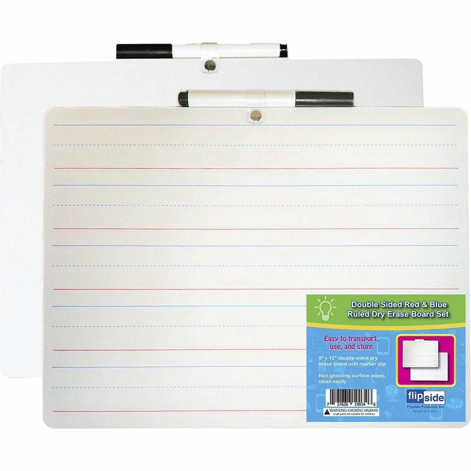 Flipside 2-sided Dry Erase Board Sets - 12" (1 ft) Width x 9" (0.8 ft) Height - White Hardboard Surface - Rectangle - Desktop, Lap - 12 / Pack