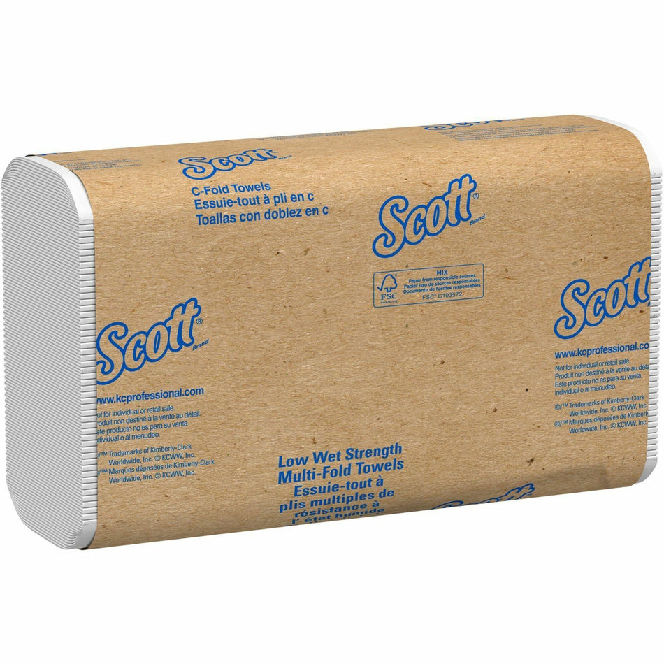 Scott Essential Low Wet Strength Towels - C-fold - 10.10" Width x 13.10" Length - White - 200/Pack - 12 / Carton