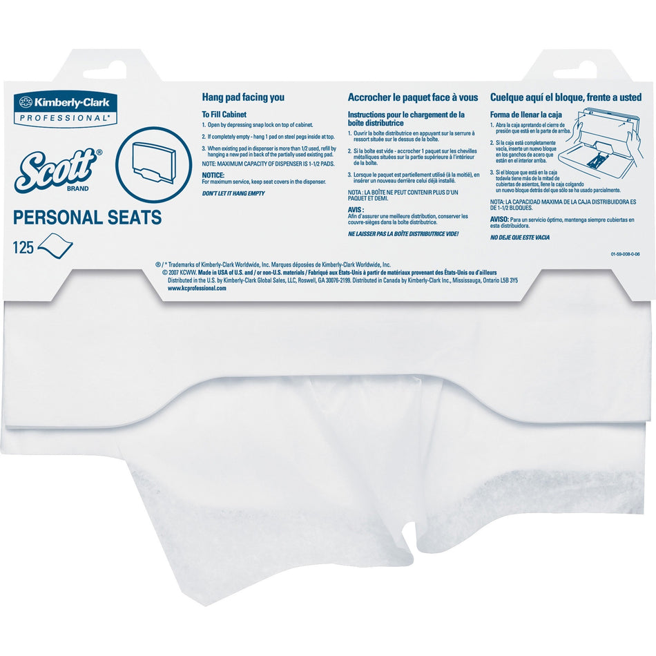 Scott Toilet Seat Covers - 15" Width x 17" Length - For Toilet - White - 125 / Pack