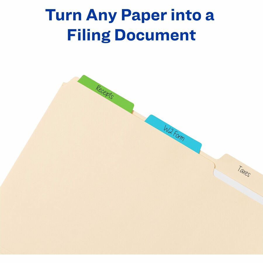 Avery®  Ultra Tabs File Tab - 1152 Tab(s) - 1.50" Tab Height x 3" Tab Width - Red Film, Clear Paper, Blue, Green Tab(s) - 24 Pack - 48 / Carton