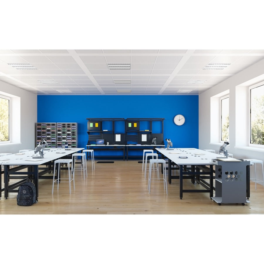 Focal Rolling Storage Cart - 2 Drawer - 5 Casters - Steel, Metal, Melamine - 28" Width x 20" Depth x 33.50" Height - Silver Frame - White - 1 Each