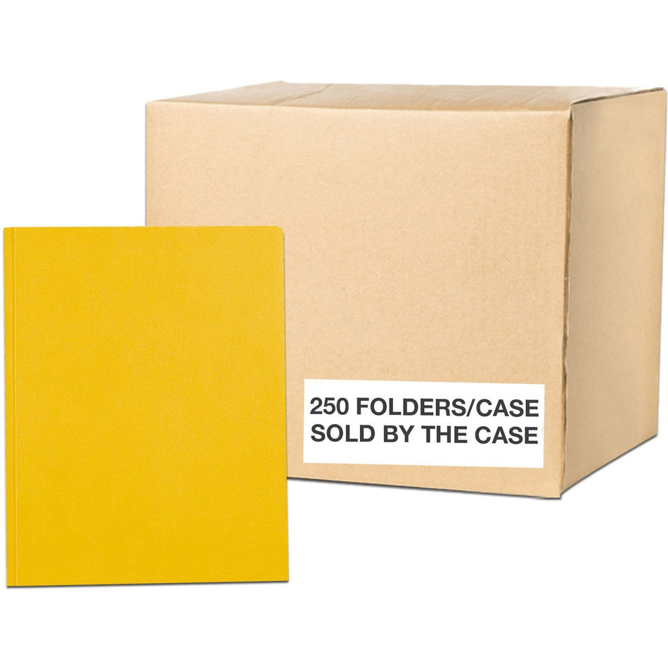 Roaring Spring Letter Fastener Folder - 8 1/2" x 11" - 50 Sheets Capacity - 3 x Prong Fastener(s) - 2 Internal Pocket(s) - 11 pt. - Yellow - 250 / Carton