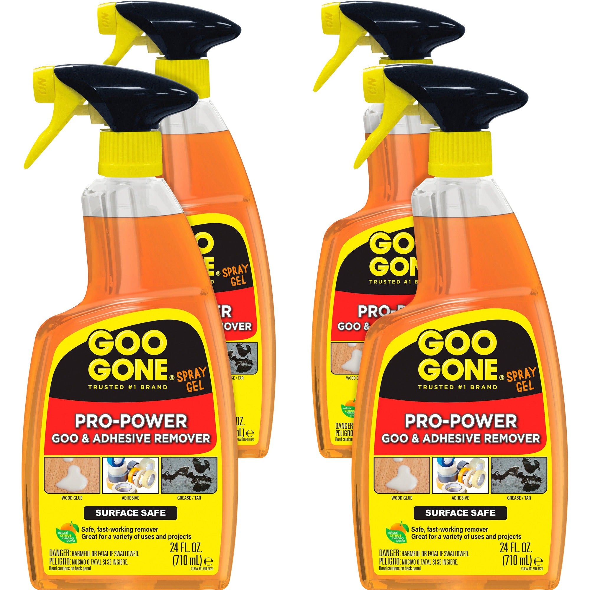Goo Gone Spray Gel - 24 fl oz - For Tar, Glue, Caulk, Sealant, Tree Sap, Wet Paint, Asphalt, Ink, Marker Soot, Grease, Oil - Orange - Citrus Extract - 4 / Carton