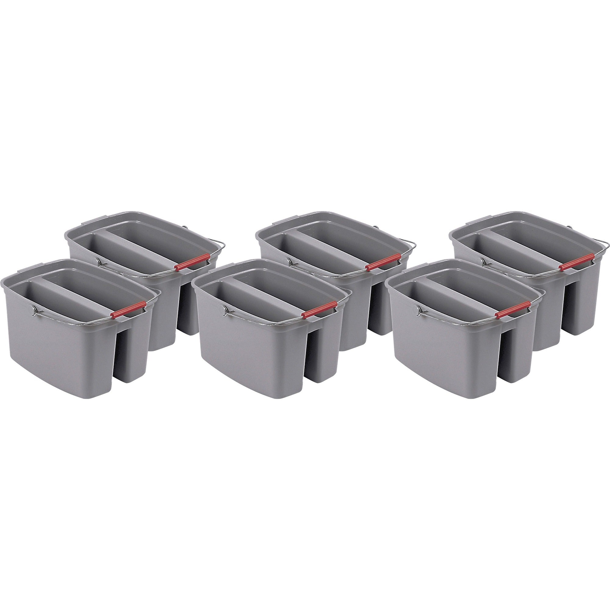 Rubbermaid Commercial 19 QT Double Pail - 4.75 gal - Handle - 10" x 14.5" - Plastic - Gray - 6 / Carton