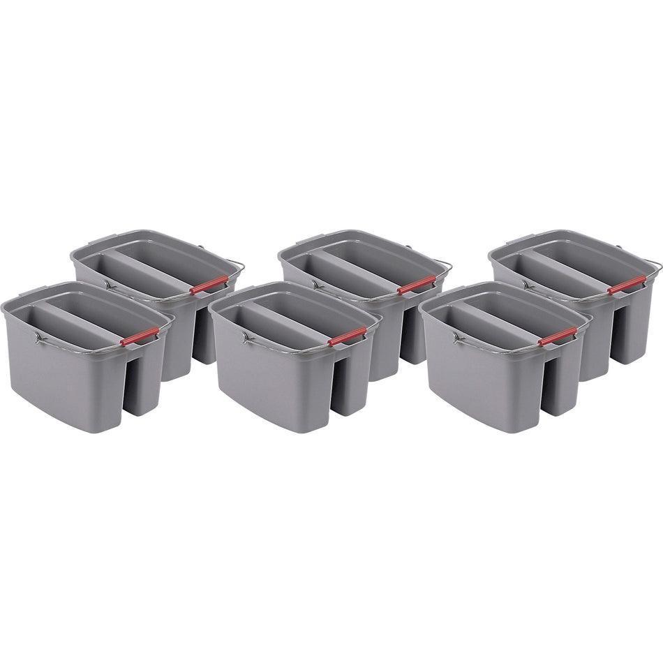 Rubbermaid Commercial 19 QT Double Pail - 4.75 gal - Handle - 10" x 14.5" - Plastic - Gray - 6 / Carton