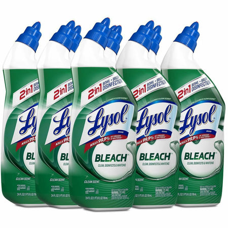 Lysol Bleach Toilet Bowl Cleaner - 24 fl oz (0.8 quart) - Disinfectant, Deodorize - Blue Bottle - 9 / Carton