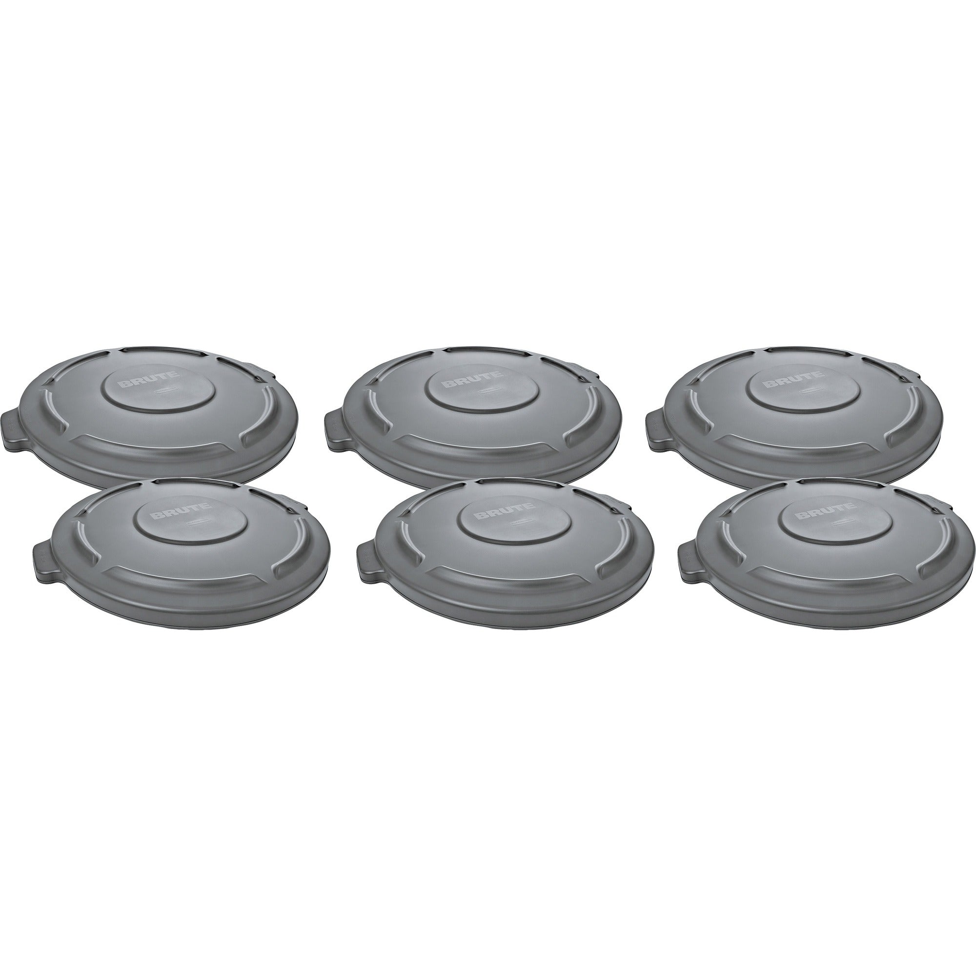 Rubbermaid Commercial Brute 20-Gallon Container Lid - Gray Plastic - 6/Carton - Waste Containers & Lids