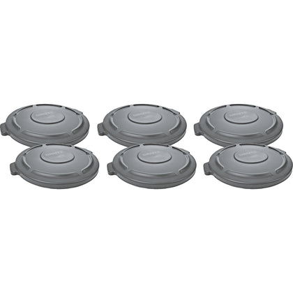 Rubbermaid Commercial Brute 20-Gallon Container Lid - Gray Plastic - 6/Carton - Waste Containers & Lids