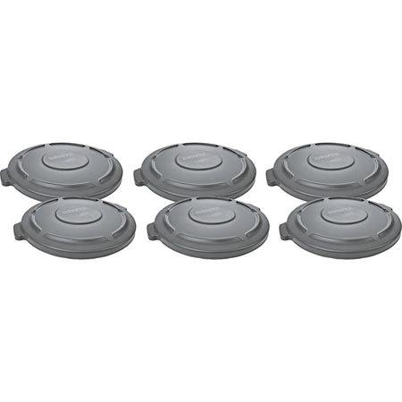 Rubbermaid Commercial Brute 20-Gallon Container Lid - Gray Plastic - 6/Carton - Waste Containers & Lids