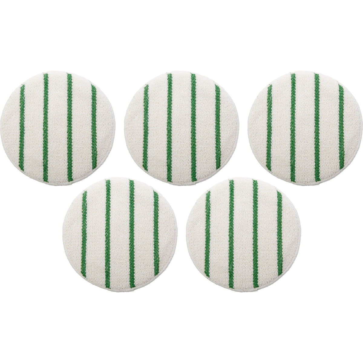 Rubbermaid Commercial Green Stripe Carpet Bonnet - 175 rpm to 300 rpm Speed Supported - Scrub Strip - White, Green - 5 / Carton