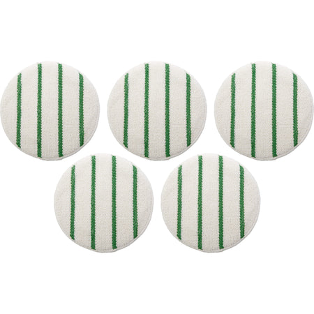 Rubbermaid Commercial Green Stripe Carpet Bonnet - 175 rpm to 300 rpm Speed Supported - Scrub Strip - White, Green - 5 / Carton