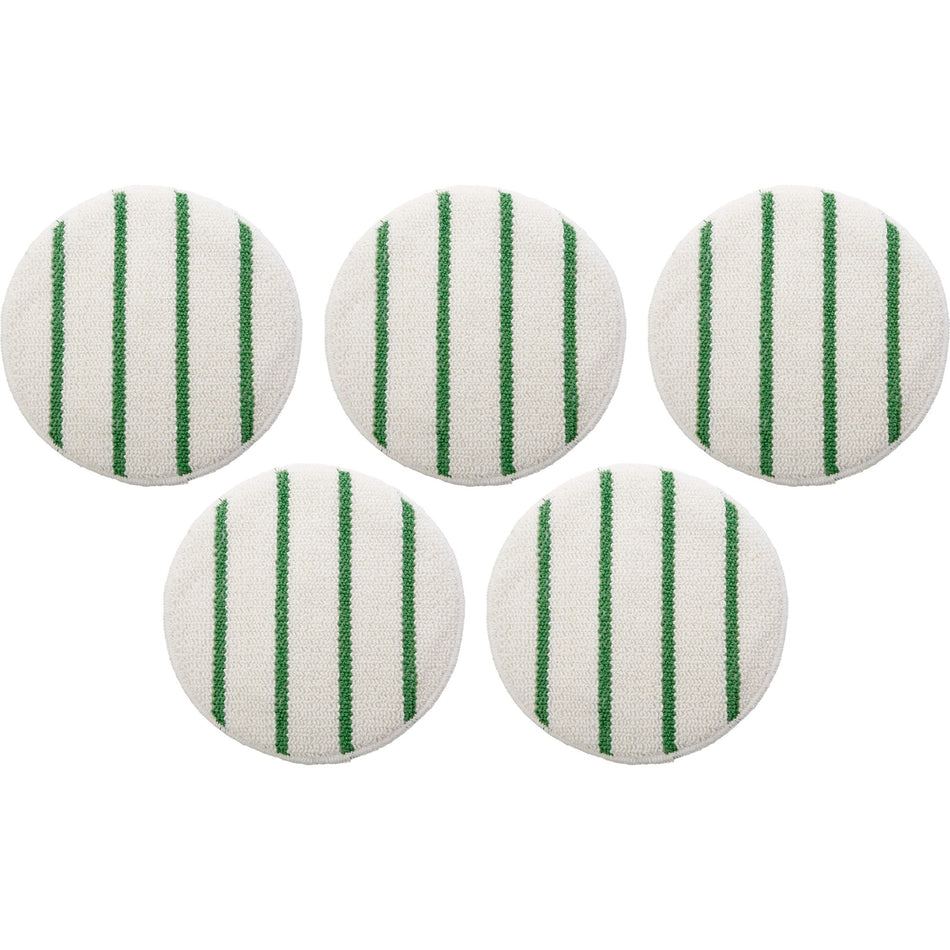 Rubbermaid Commercial Green Stripe Carpet Bonnet - 175 rpm to 300 rpm Speed Supported - Scrub Strip - White, Green - 5 / Carton