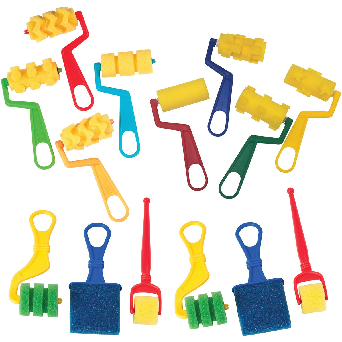 Creativity Street Foam Rollers & Brush Pack - Student, Painting, Classroom - 14 Piece(s) - 5.50" Height x 2.75" Width x 8.20" Length - Assorted - Foam - 14 / Set