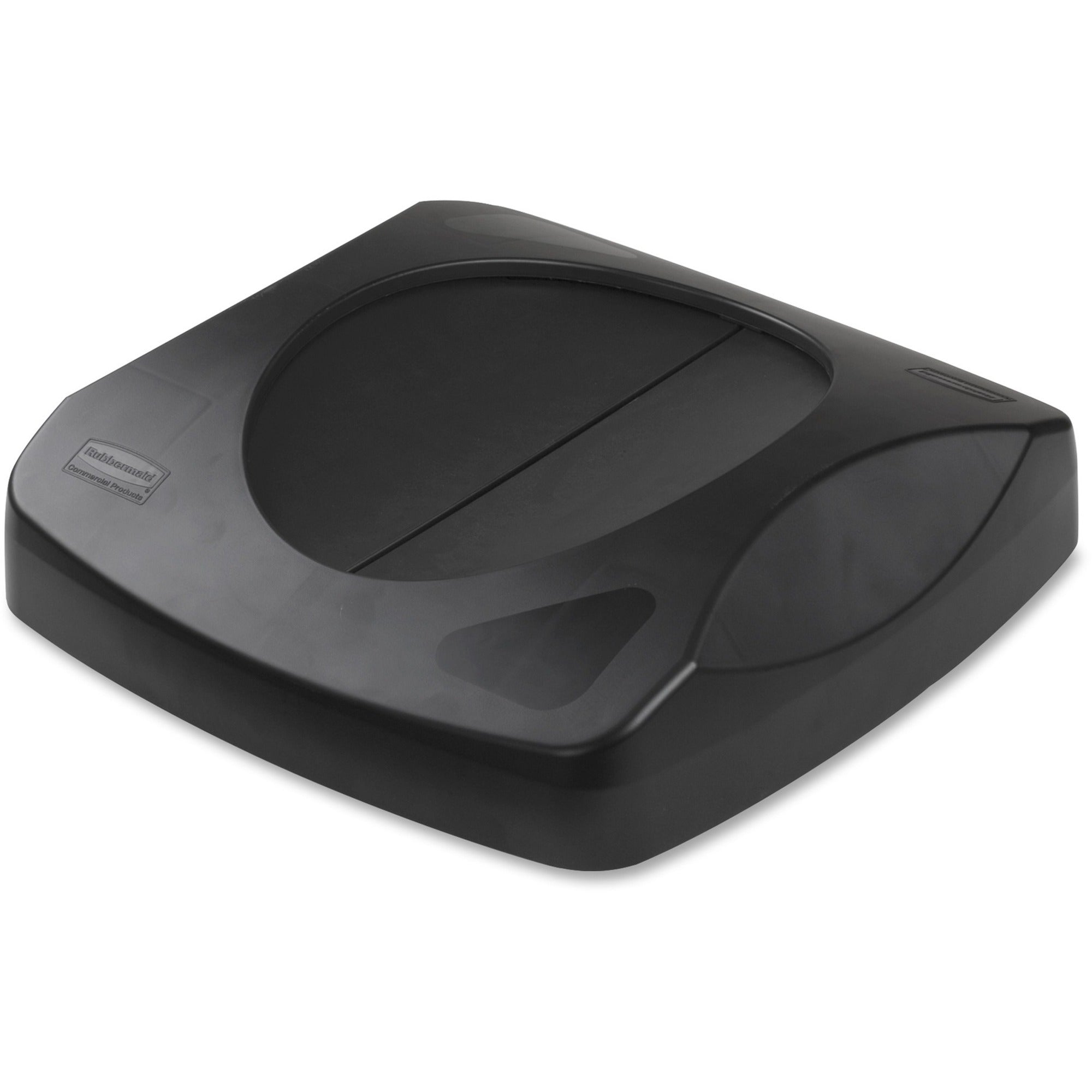 Rubbermaid Commercial Untouchable Swing Top Lid - Black (6/Carton) - Waste Containers & Lids