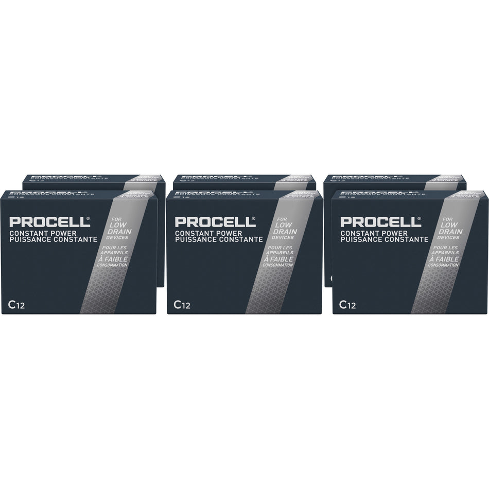 Procell by Duracell Alkaline C Battery Boxes of 12 - For Multipurpose - C - 7000 mAh - 1.5 V DC - 12/Box - 6 / Carton